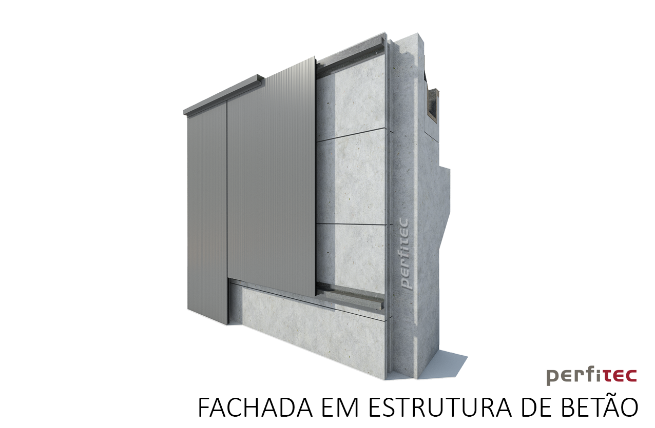 FACHADA EM ESTRUTURA DE BETÃO